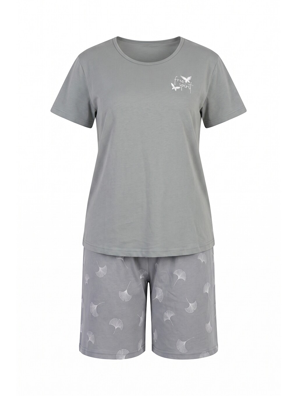 Gri Şortlu Kadın Pijama Takımı-4