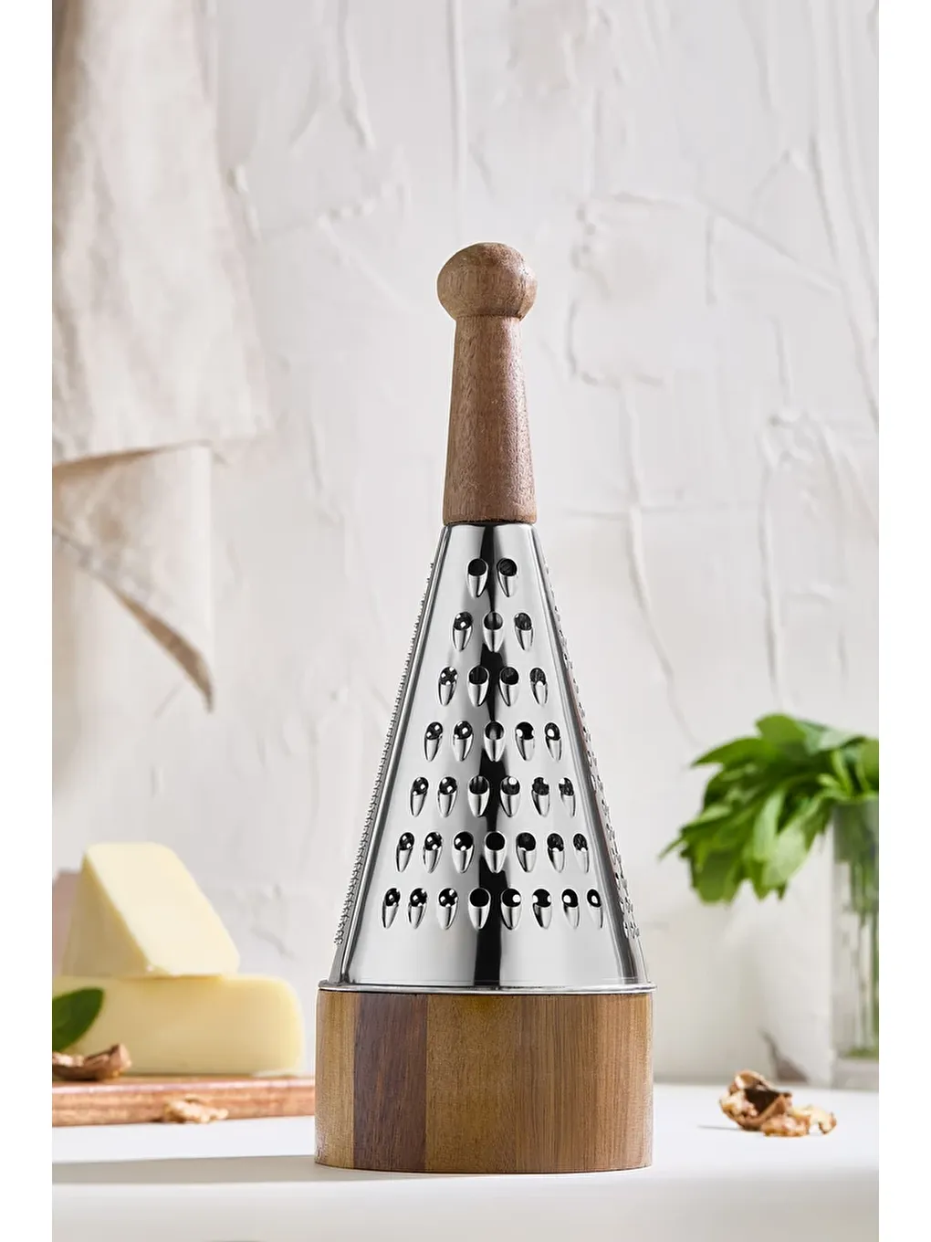 Karışık Akasya Ahşap Saplı Paslanmaz Çelik Rende - Hazneli