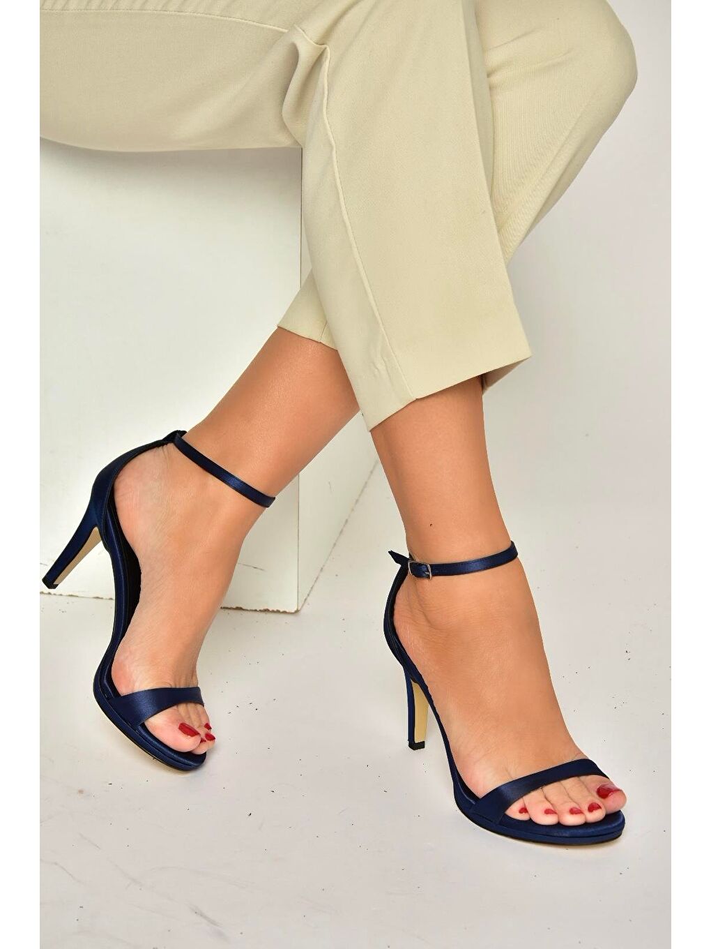 Lacivert Kadın Topuklu Ayakkabı Y569716904-4