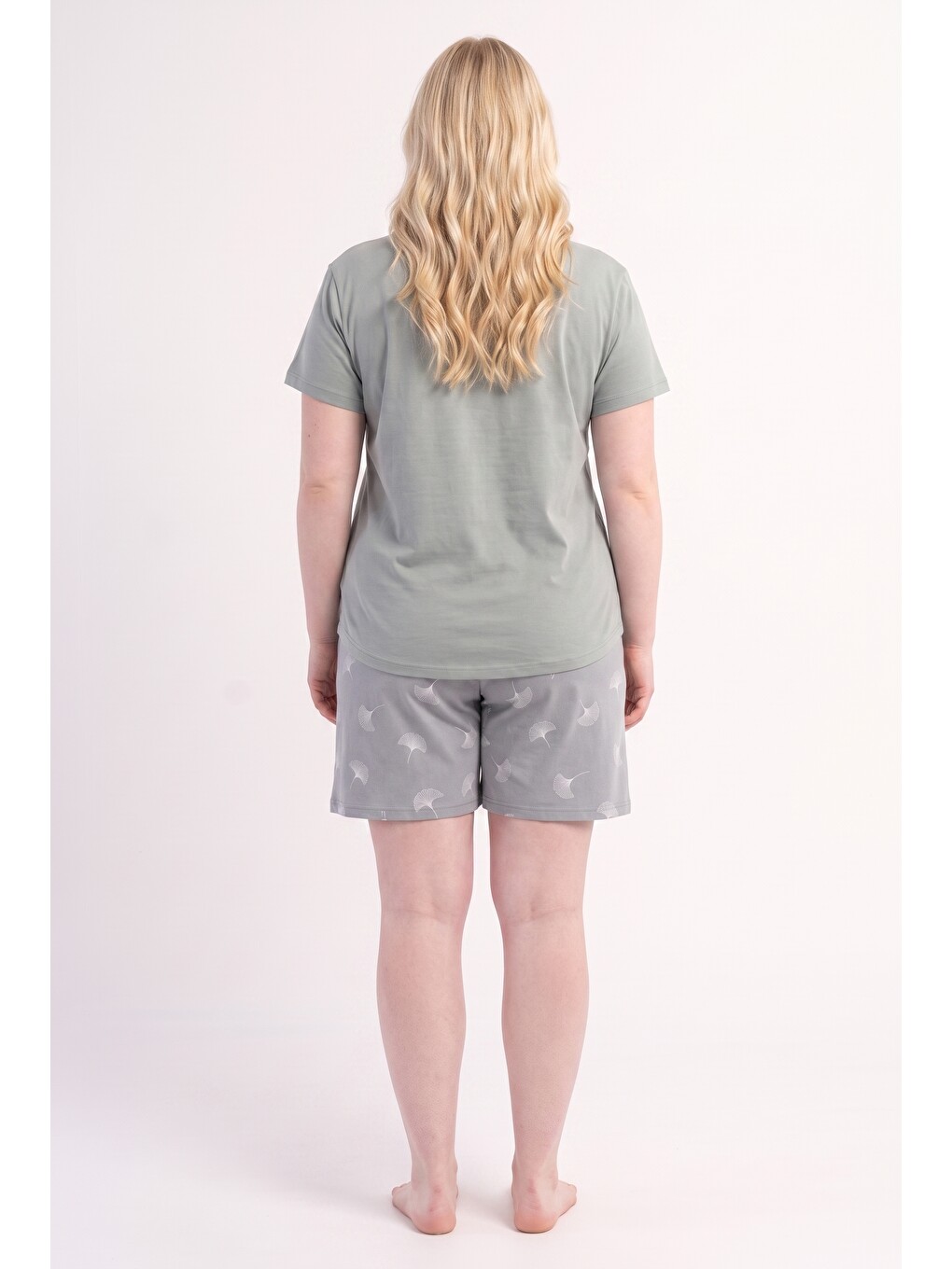Gri Şortlu Kadın Pijama Takımı-5