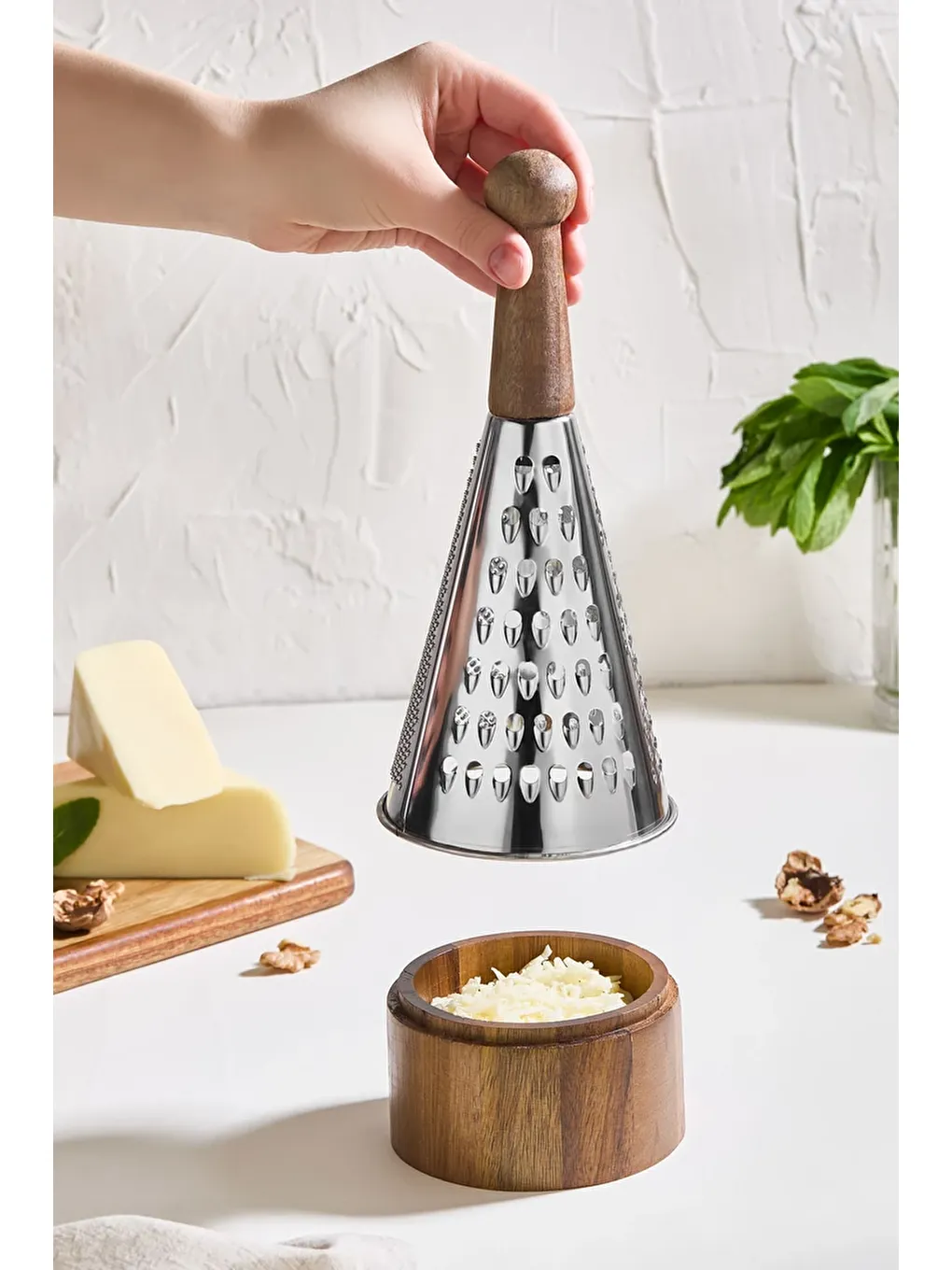 Karışık Akasya Ahşap Saplı Paslanmaz Çelik Rende - Hazneli-2