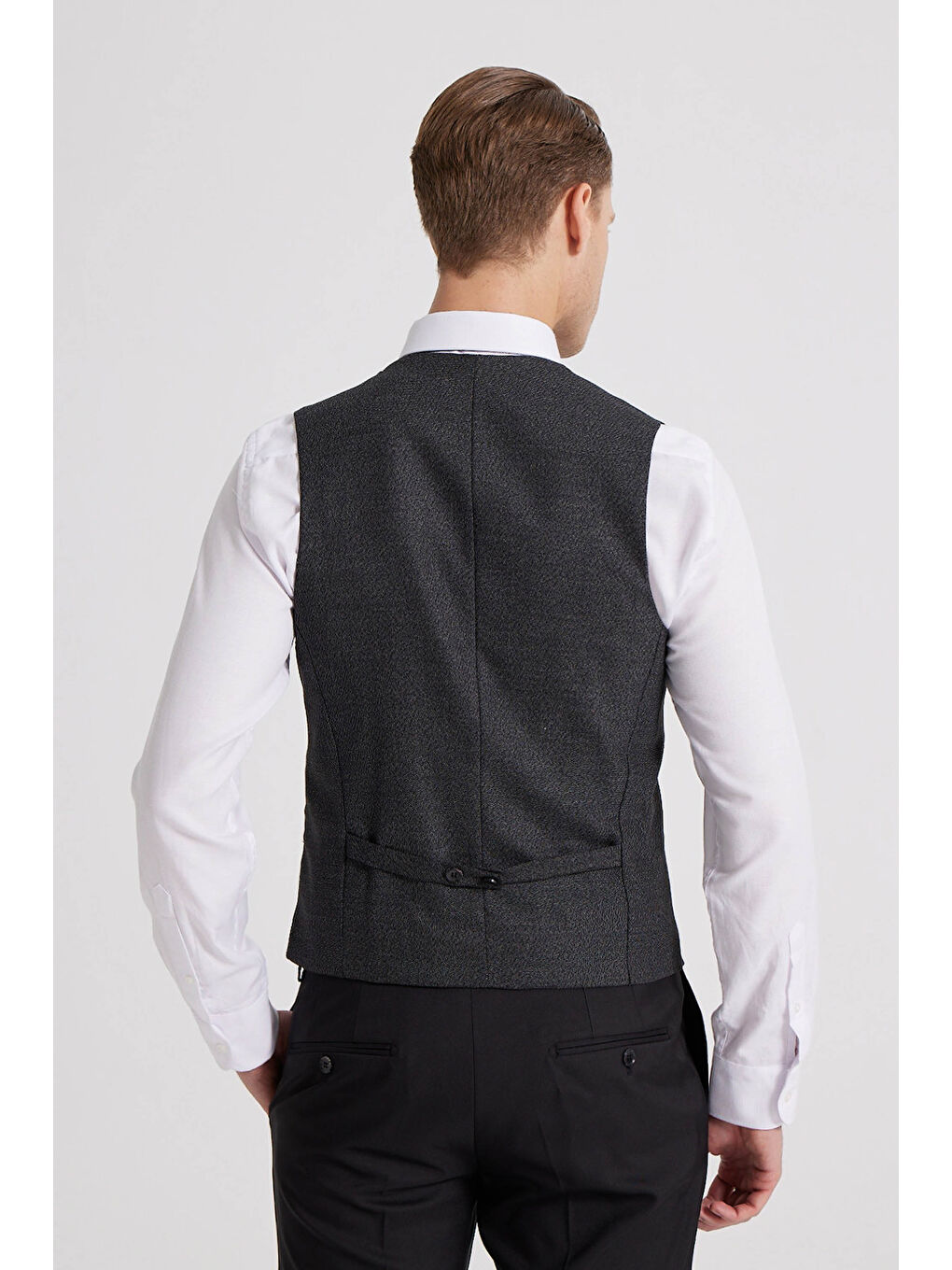 Slim Fit Siyah Düz Mono Yaka Tek Yırtmaçlı Astarlı Takim Elbise Kombinli-4