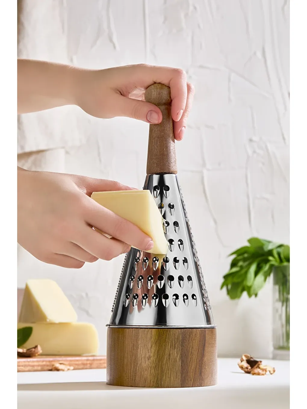 Karışık Akasya Ahşap Saplı Paslanmaz Çelik Rende - Hazneli-3