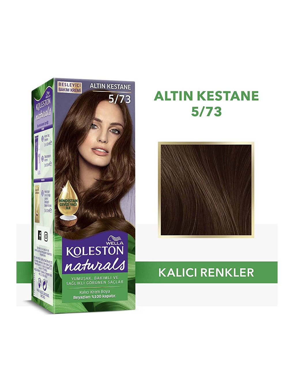 Wella Renksiz Koleston Naturals Saç Boyası 5/73 Altın Kestane