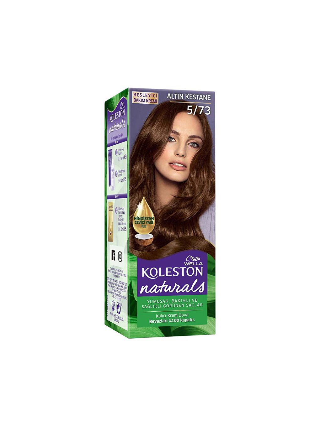 Wella Renksiz Koleston Naturals Saç Boyası 5/73 Altın Kestane - 1