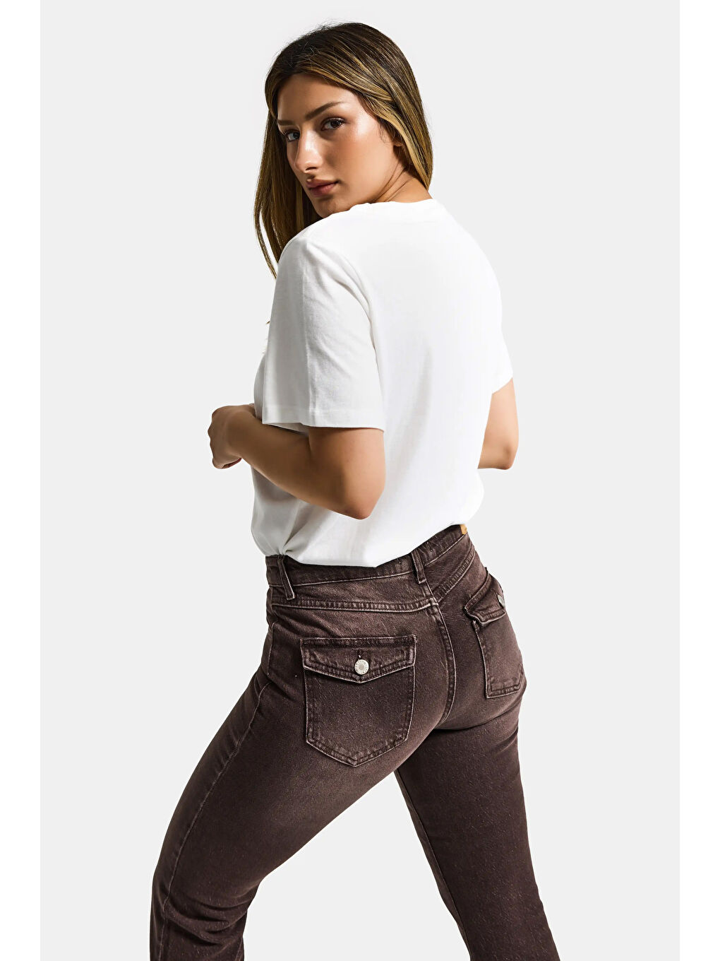 Kadın Beyaz w5 Özel Baskılı Tasarım Oversize T-Shirt-4