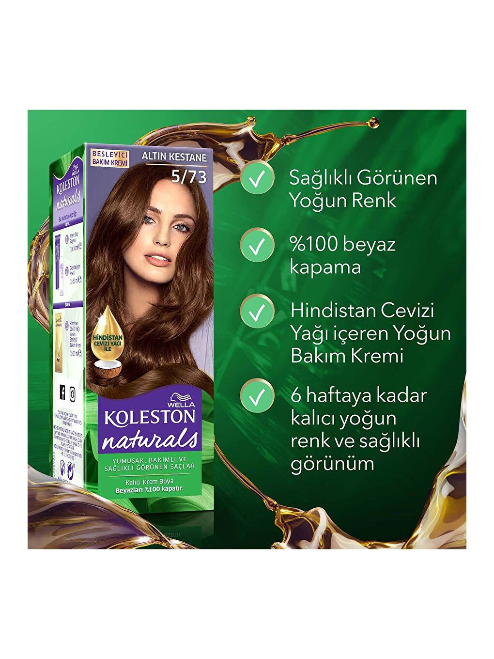 Wella Renksiz Koleston Naturals Saç Boyası 5/73 Altın Kestane - 6