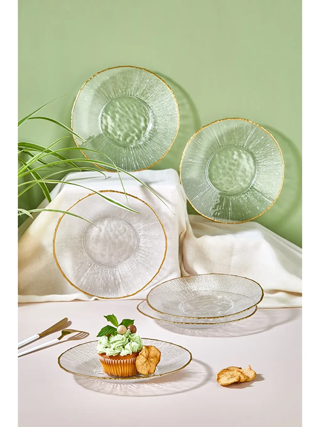 Renksiz Ekol 6 Parça Pasta/Kek/Tatlı Tabağı Seti