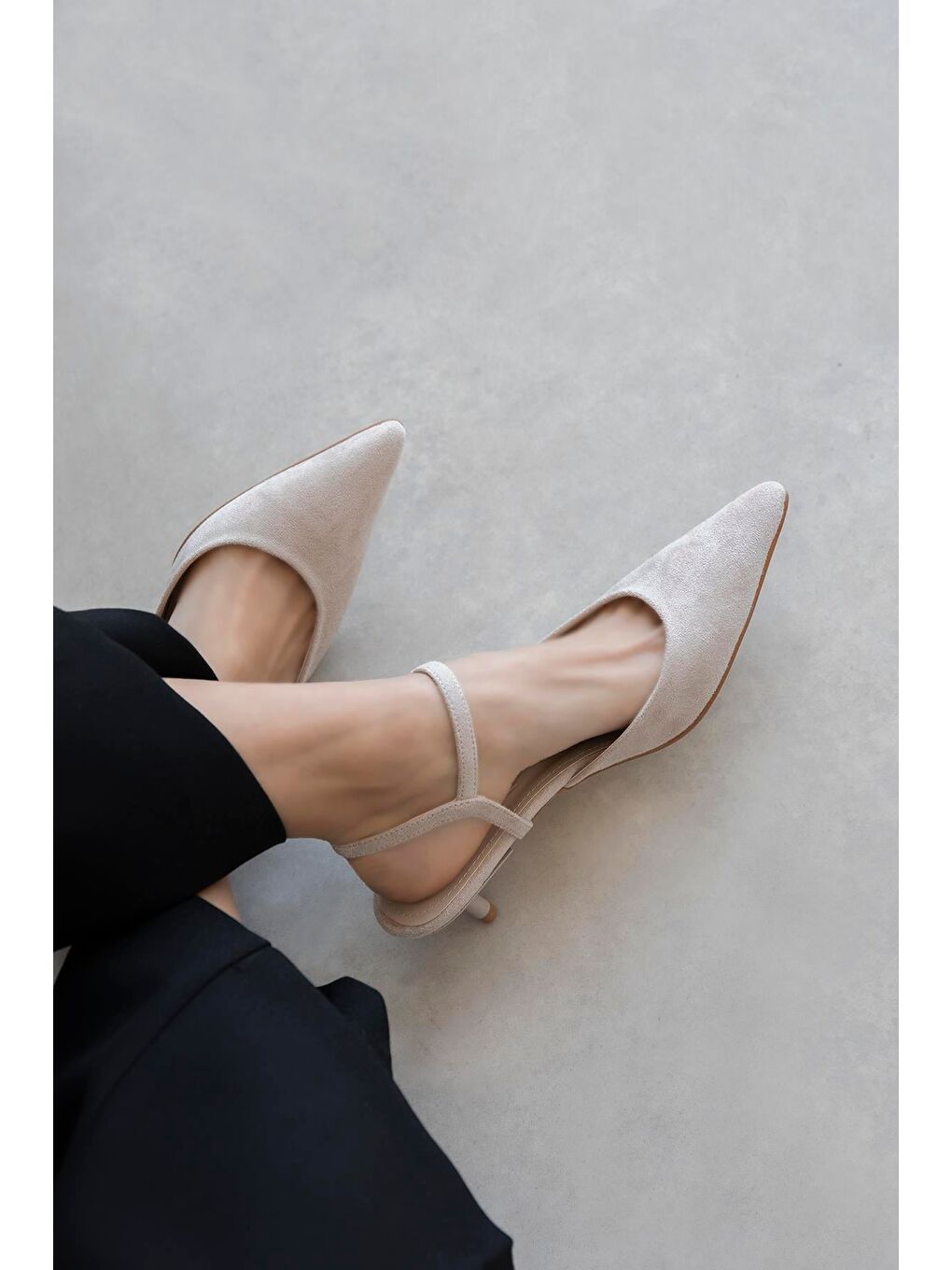 Melvin Kadın Topuklu Süet  Ayakkabı Bej-1