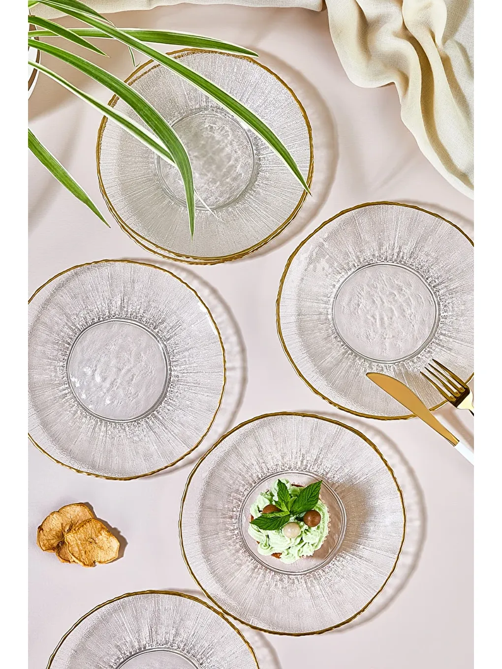 Renksiz Ekol 6 Parça Pasta/Kek/Tatlı Tabağı Seti-2