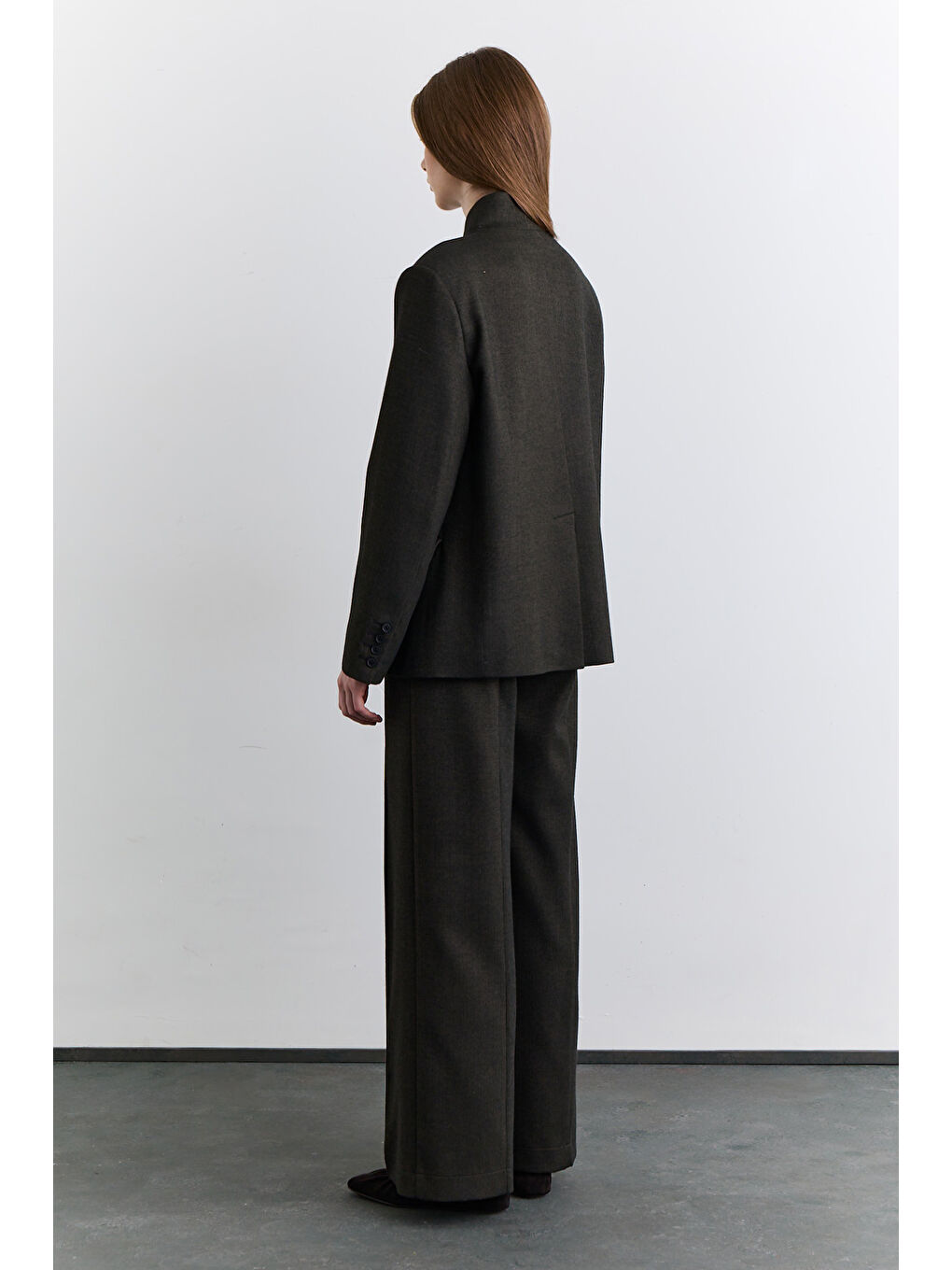 Yüksek Yaka Blazer Ceket Haki-3