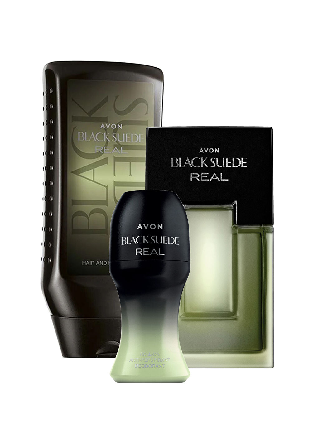 Black Suede Real Erkek Parfüm Rollon ve Saç Vücut Şampuanı Paketi