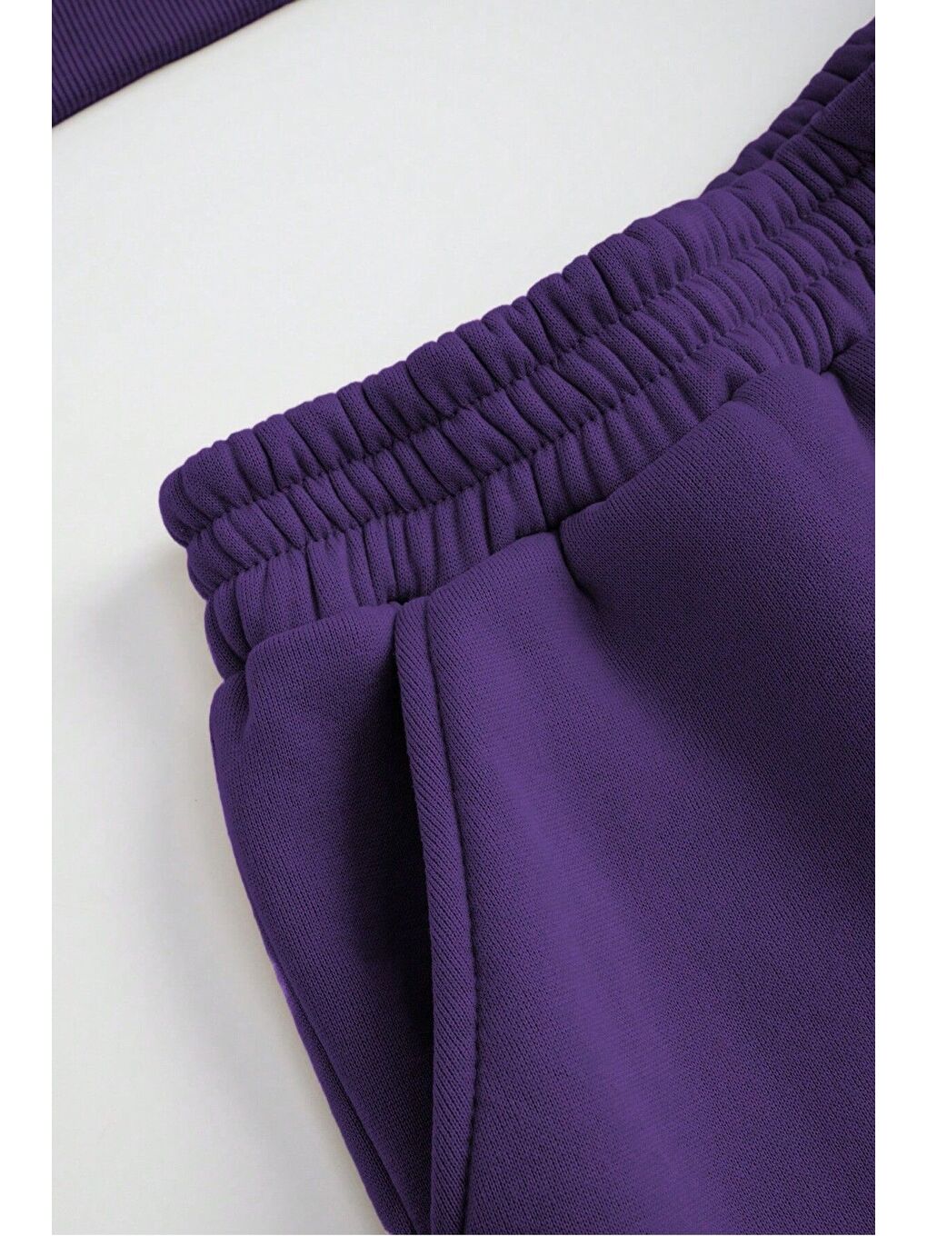 Unisex Mor Beyaz Bisiklet Yaka California Baskılı Alt-Üst Eşofman Takımı-5