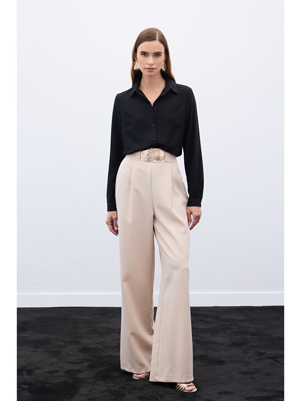 Aksesuarlı Pantolon - Bej