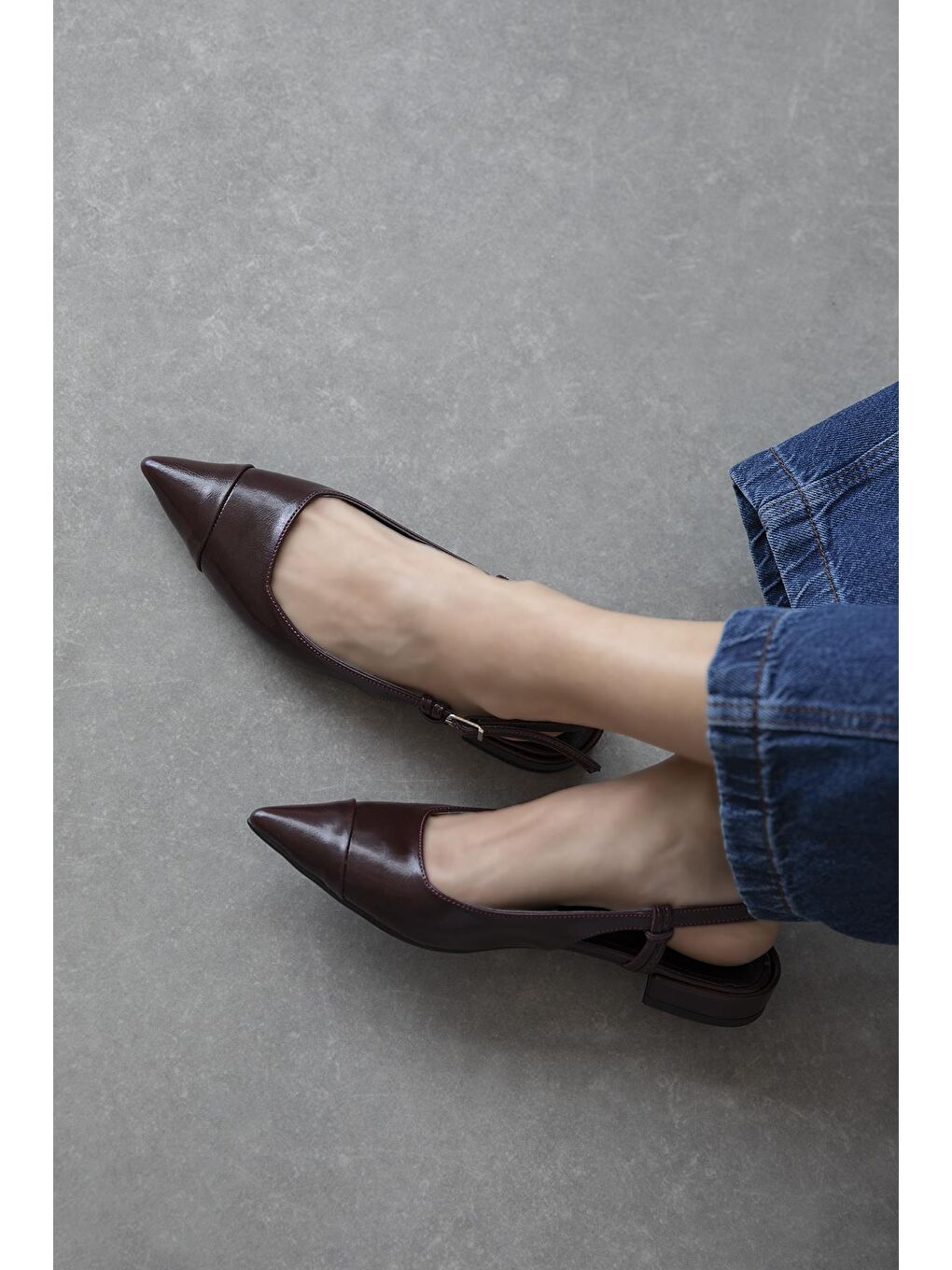 Hubert Kadın Topuklu Kırışık Deri Ayakkabı Bordo-1