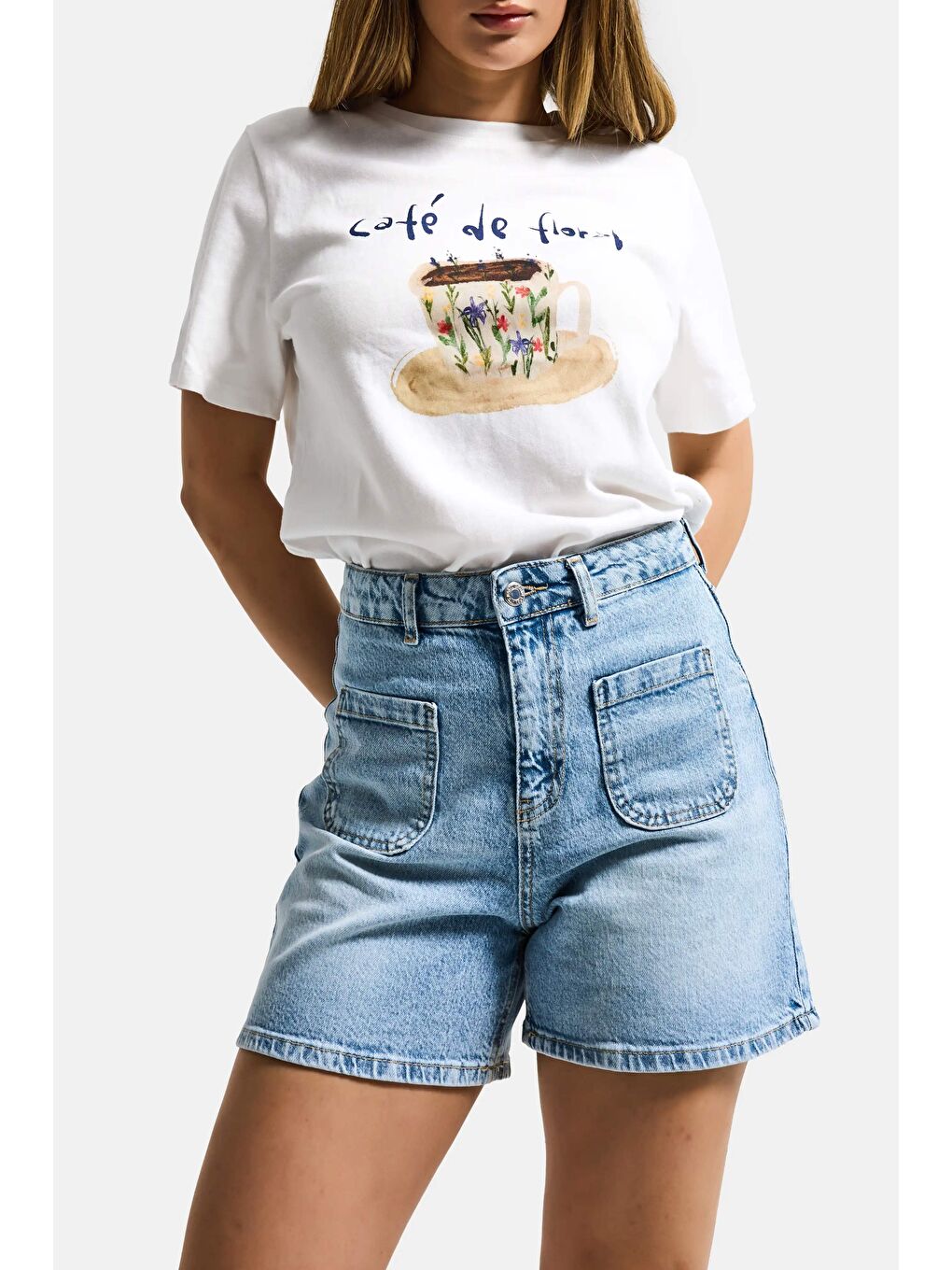 Mavi Kadın Snow Jean 4s6-32 Mom Fit Önden Cepli Denim Şort-3