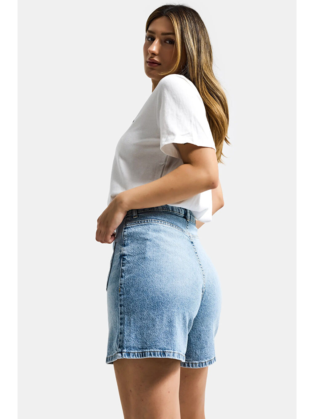 Mavi Kadın Snow Jean 4s6-32 Mom Fit Önden Cepli Denim Şort-4