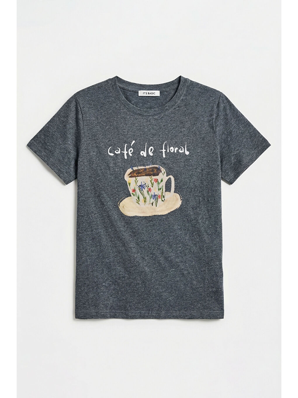 Kadın Gri w5 Oversize Özel Baskılı Tasarım T-Shirt-1