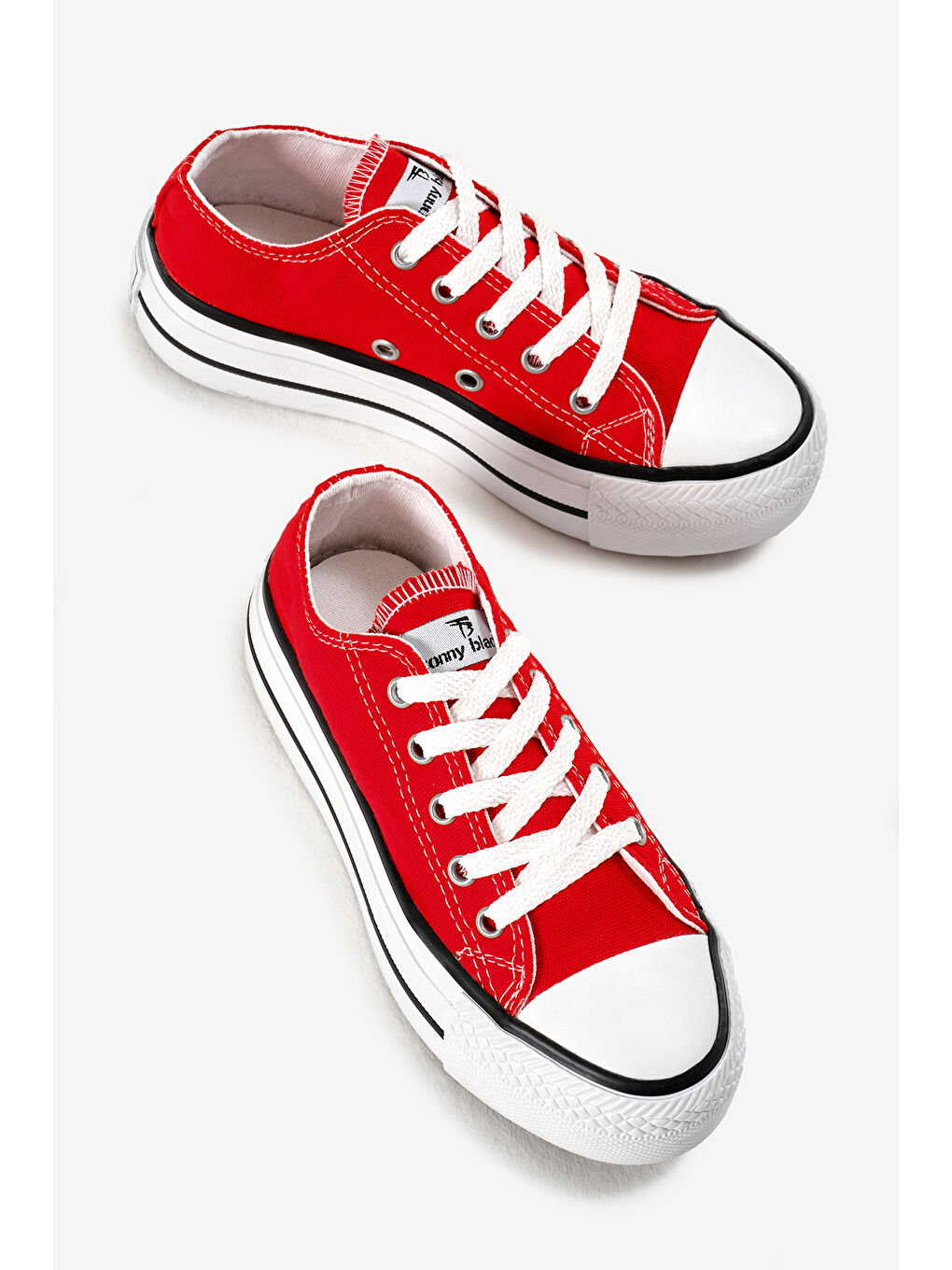 Çocuk Unisex Kırmızı Termo Kalın Taban Bağcıklı Keten Spor Ayakkabı-2