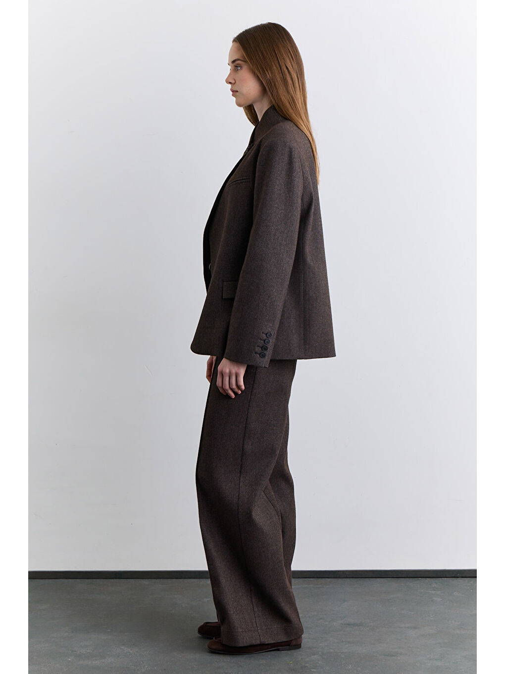 Bej Yüksek Yaka Blazer Ceket Vizon-2