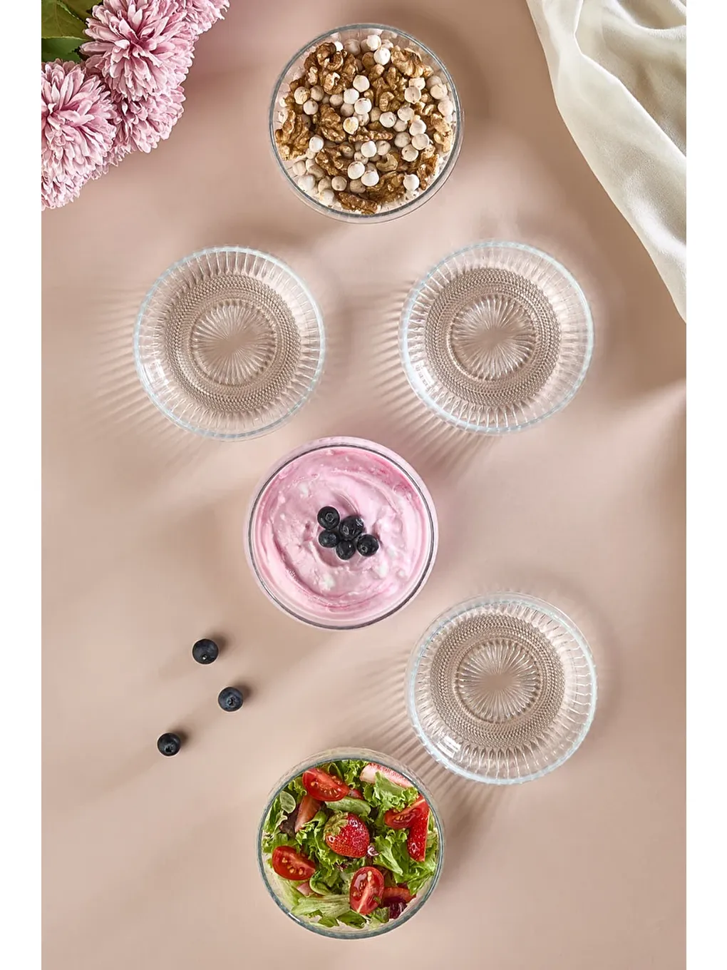 Renksiz Lumi 6 Parça Cam Çerez - Sos - Lokum Mini Sunum Kasesi - 11 CM-1