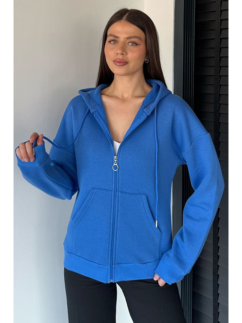 Mavi Kadın Üç İplik Şardonlu Kapüşonlu Sweatshirt-1