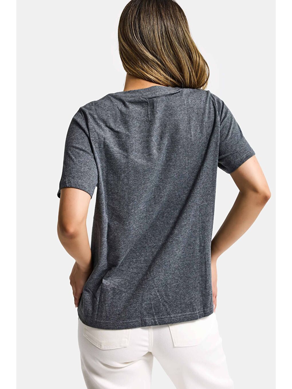 Kadın Gri w5 Oversize Özel Baskılı Tasarım T-Shirt-5