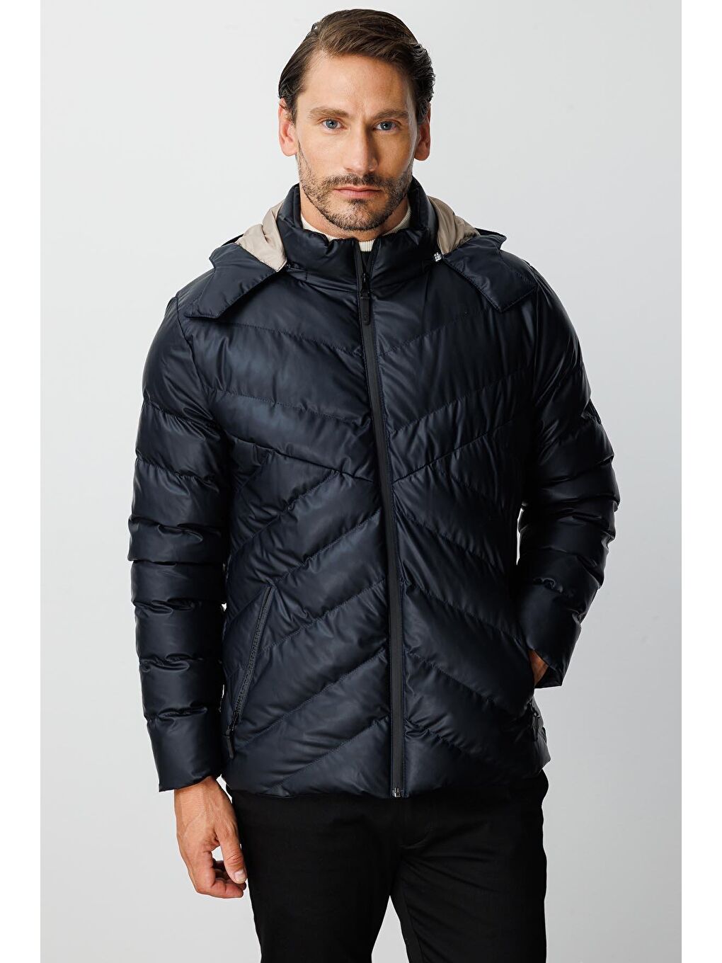 Erkek Lacivert Şişme Mont-1