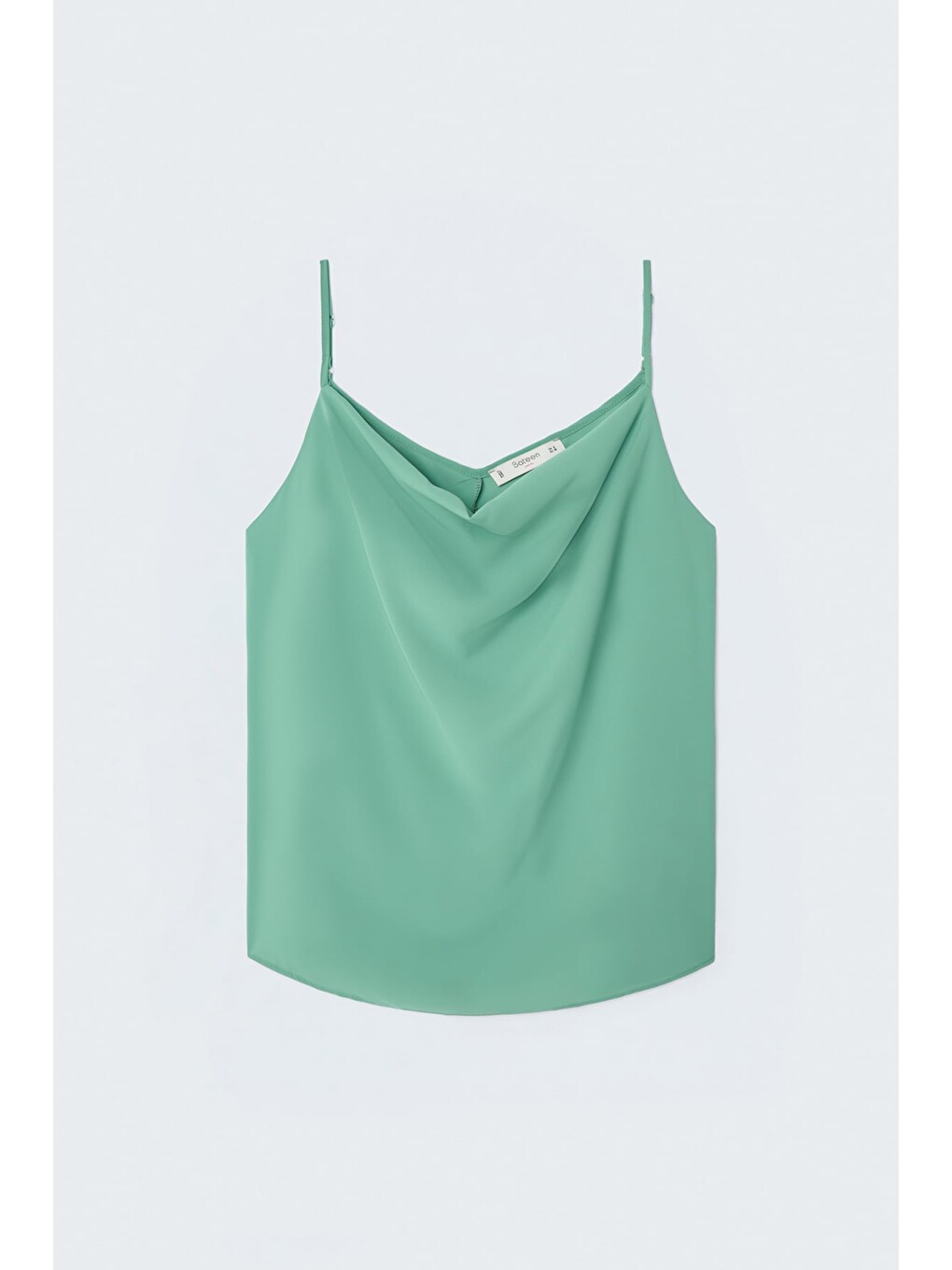 Yeşil Askılı Degaje Yaka Bluz - Mint-3