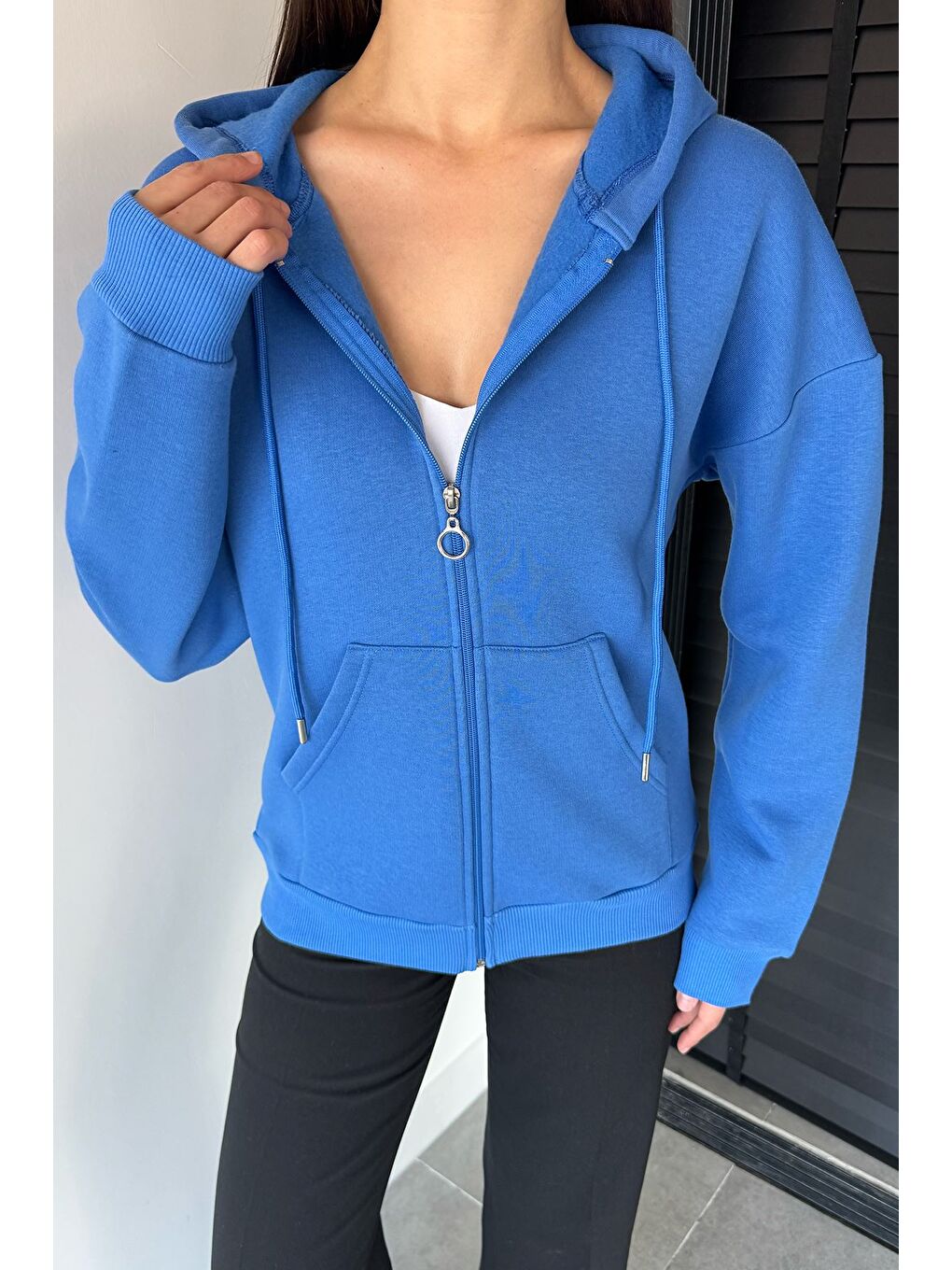 Mavi Kadın Üç İplik Şardonlu Kapüşonlu Sweatshirt-2