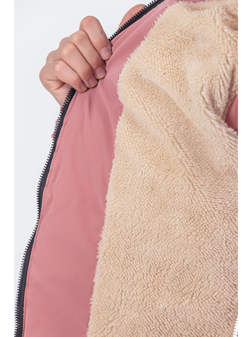 Pembe Kız Çocuk Kapüşonlu Nova Kumaş Kışlık Mont KM1010-5