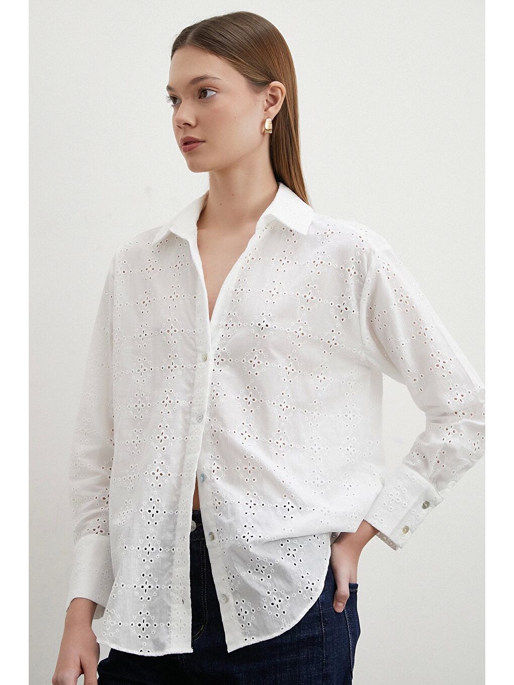 Brodeli Gömlek Ekru-1