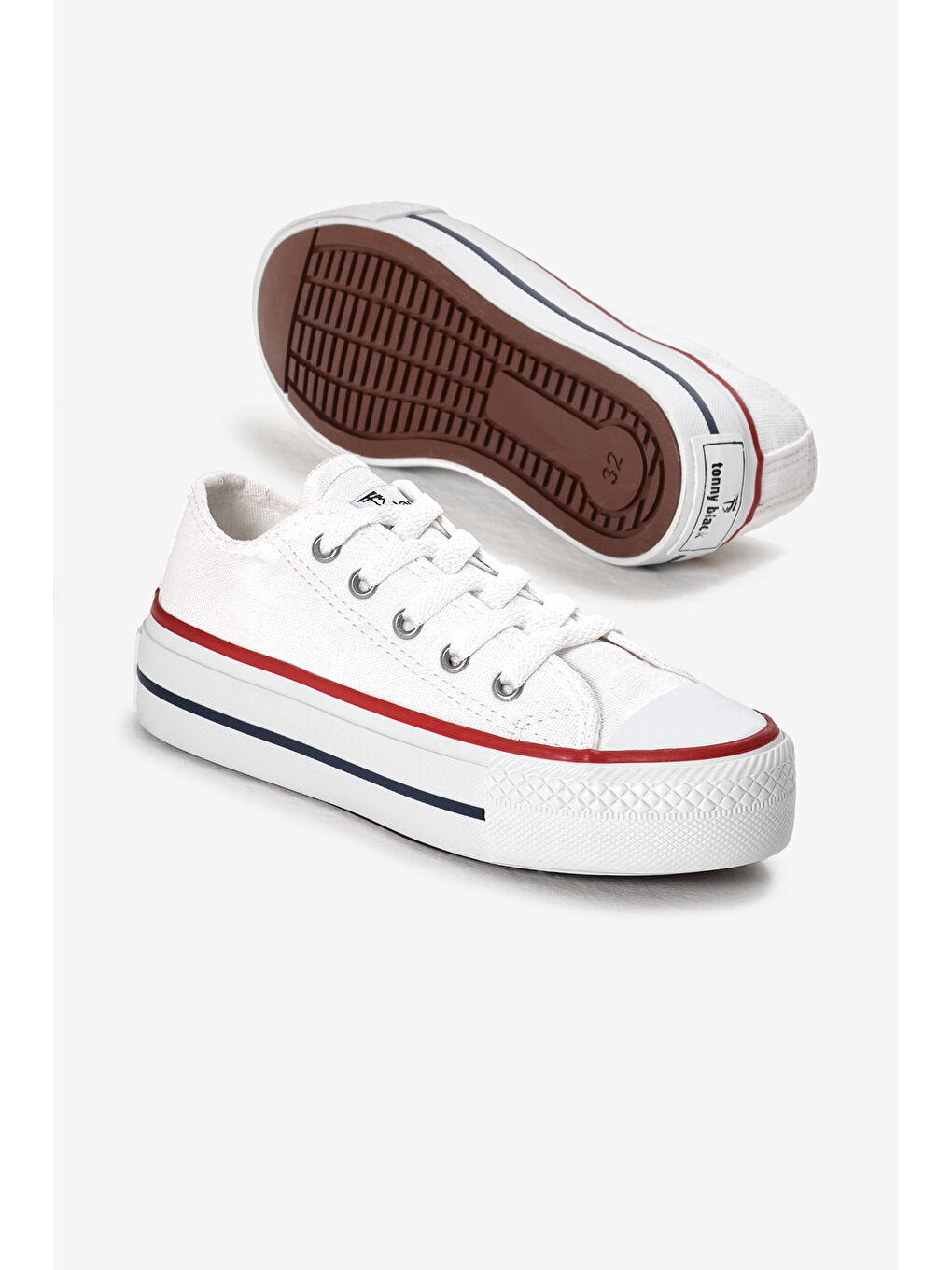 Çocuk Unisex Beyaz Termo Kalın Taban Bağcıklı Keten Spor Ayakkabı-3