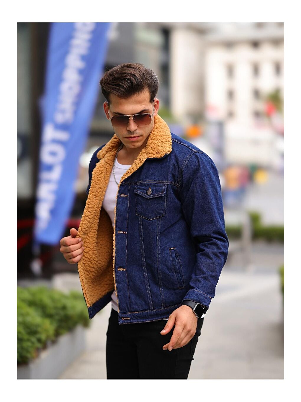 Sarı ERKEK İÇİ KÜRKLÜ Jean CEKET