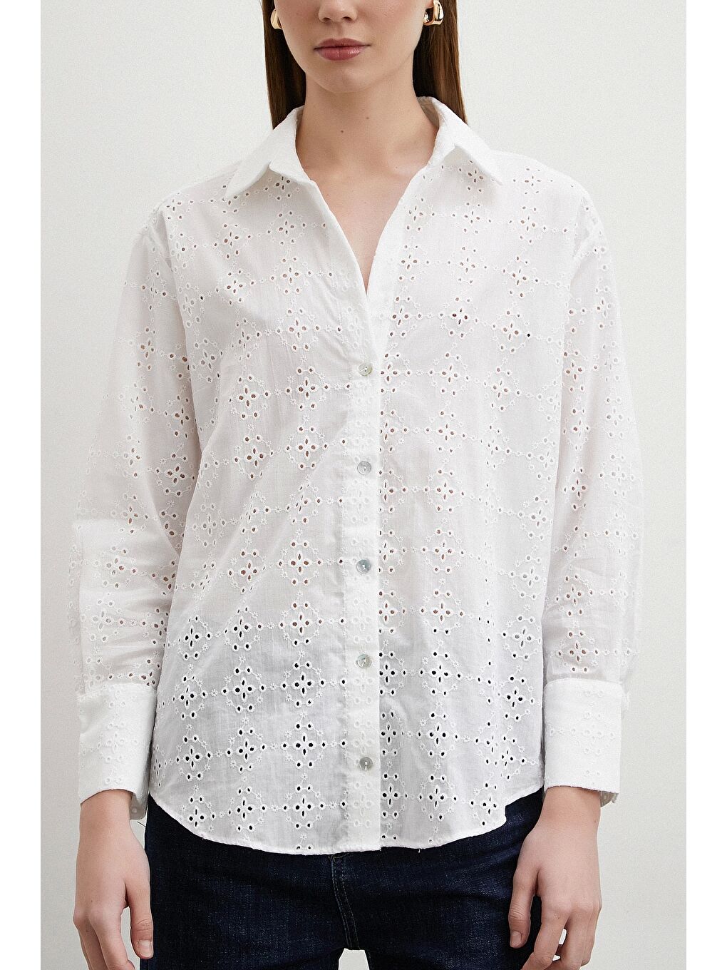 Brodeli Gömlek Ekru-2