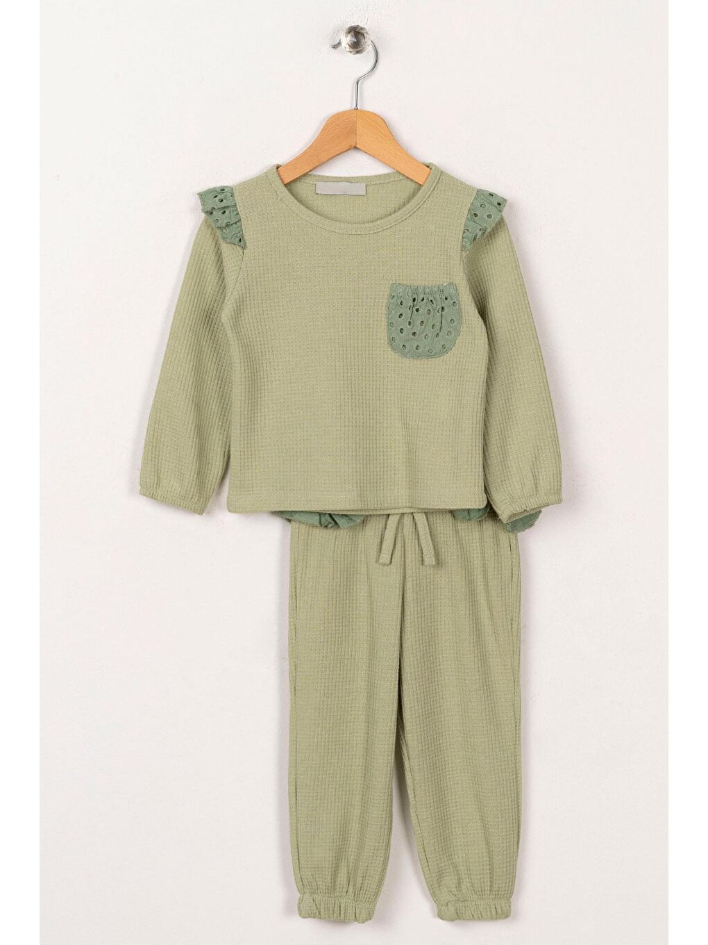 Yeşil Bisiklet Yaka Cepli Kız Çocuk Eşofman Takım