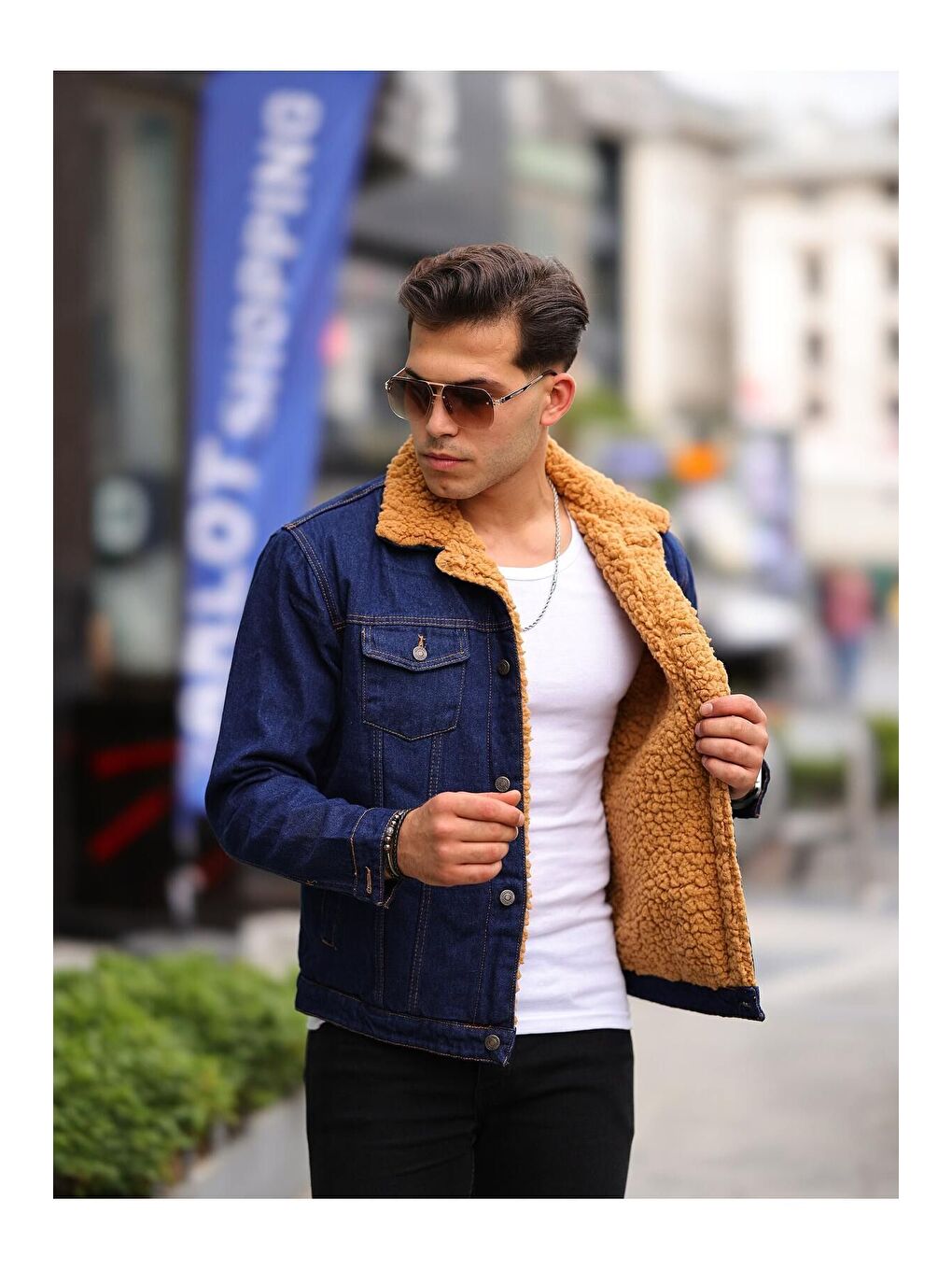 Sarı ERKEK İÇİ KÜRKLÜ Jean CEKET-2