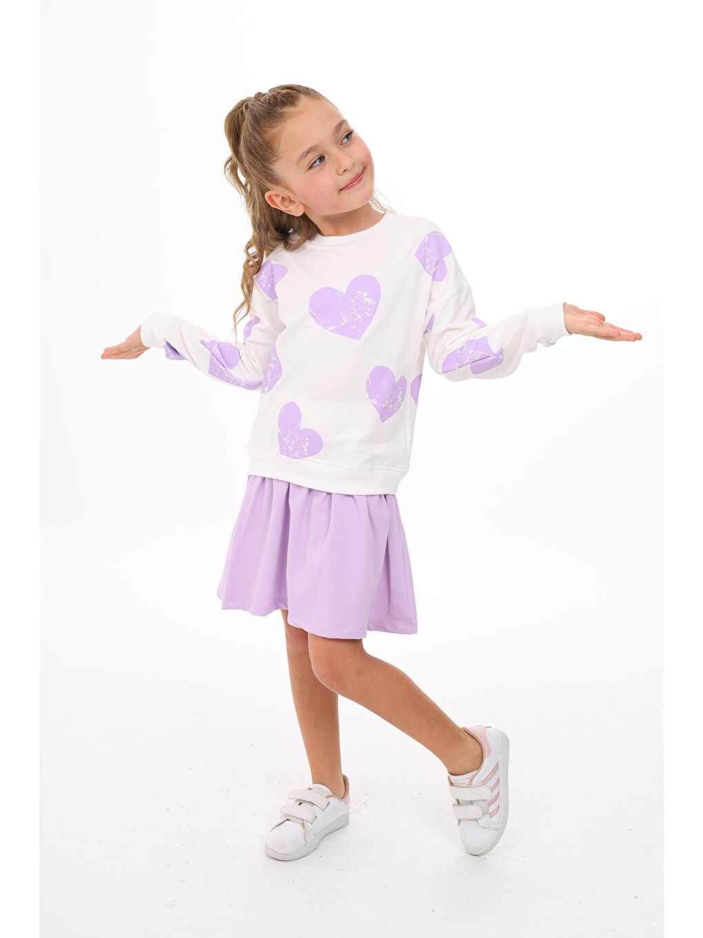 Lila Kız Çocuk Baskılı Elbise-2