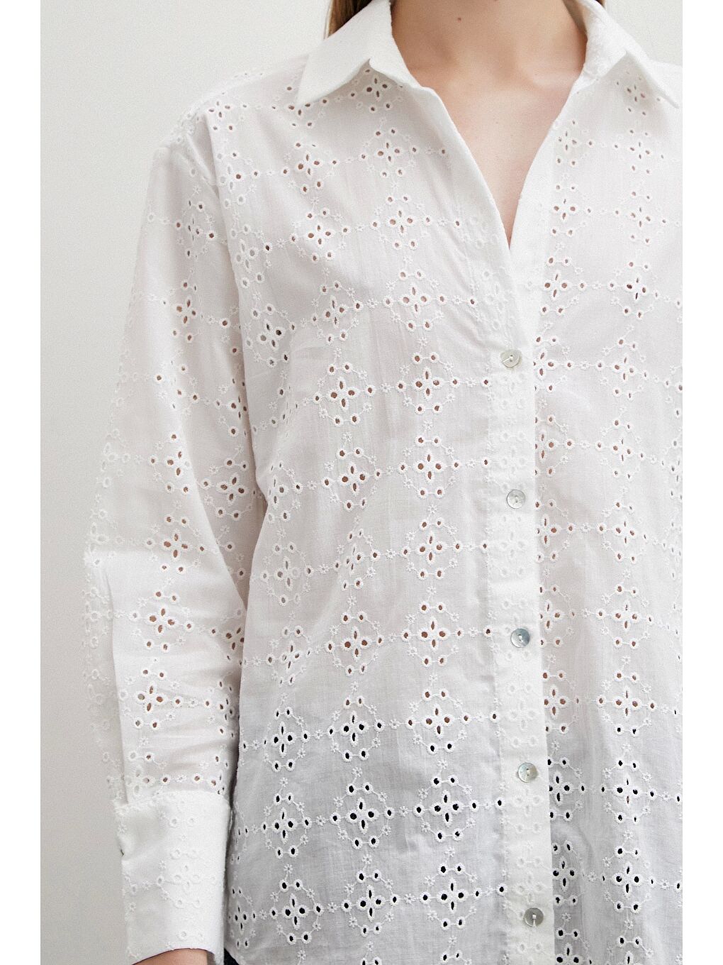 Brodeli Gömlek Ekru-3