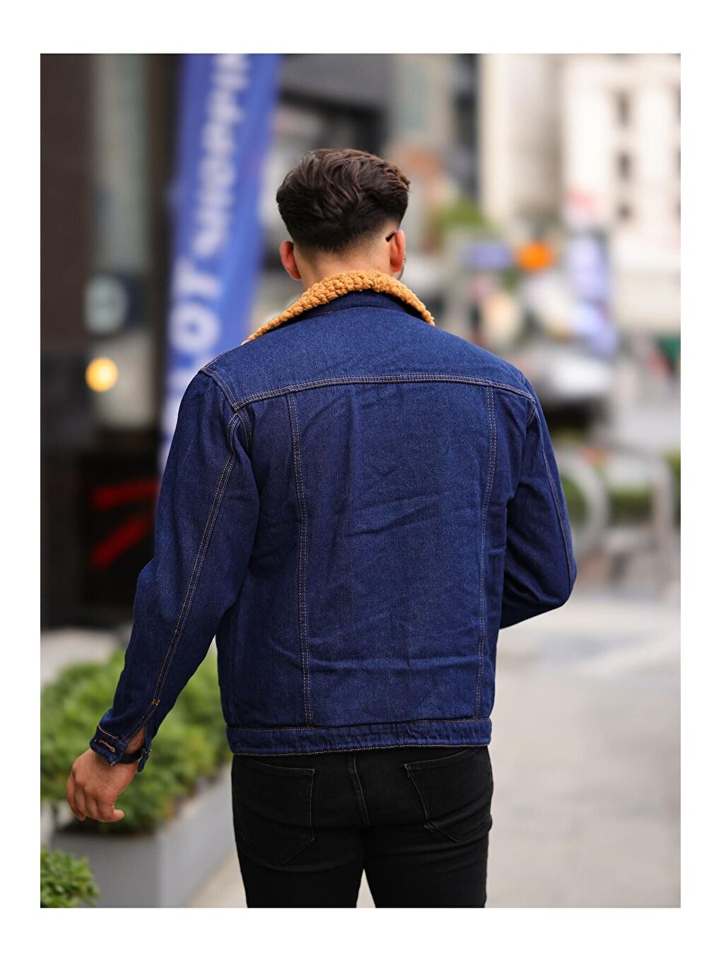 Sarı ERKEK İÇİ KÜRKLÜ Jean CEKET-3