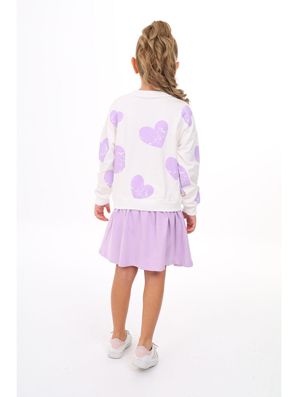 Lila Kız Çocuk Baskılı Elbise-5