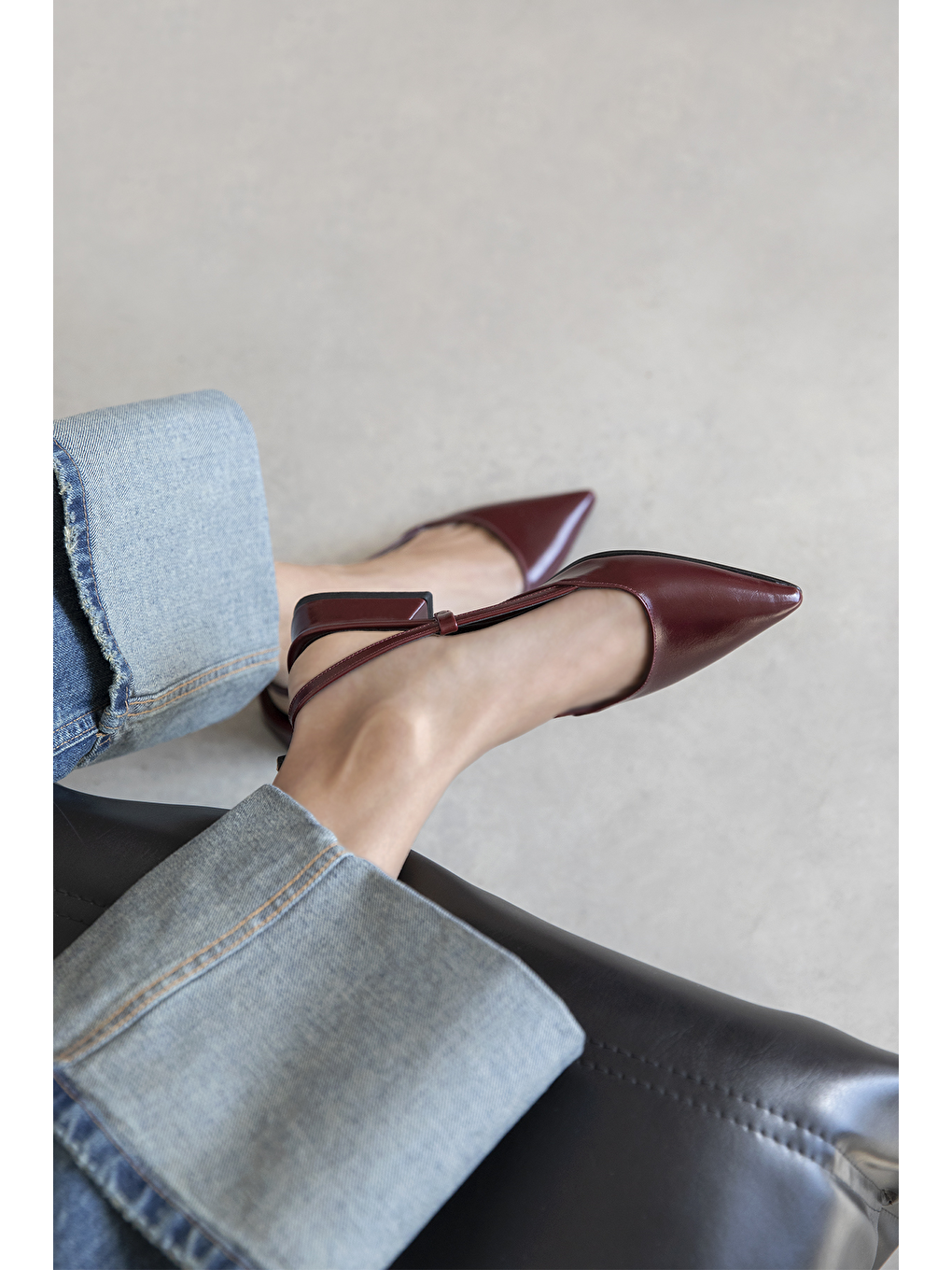 Chrest Kadın Topuklu Kırışık Deri  Ayakkabı Bordo-1