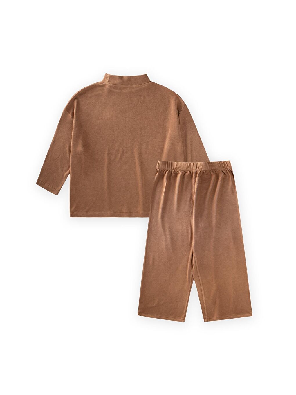 Kahverengi Yumuşak Dökümlü Oversize Bambu Takım 3-10 Yaş Camel-1