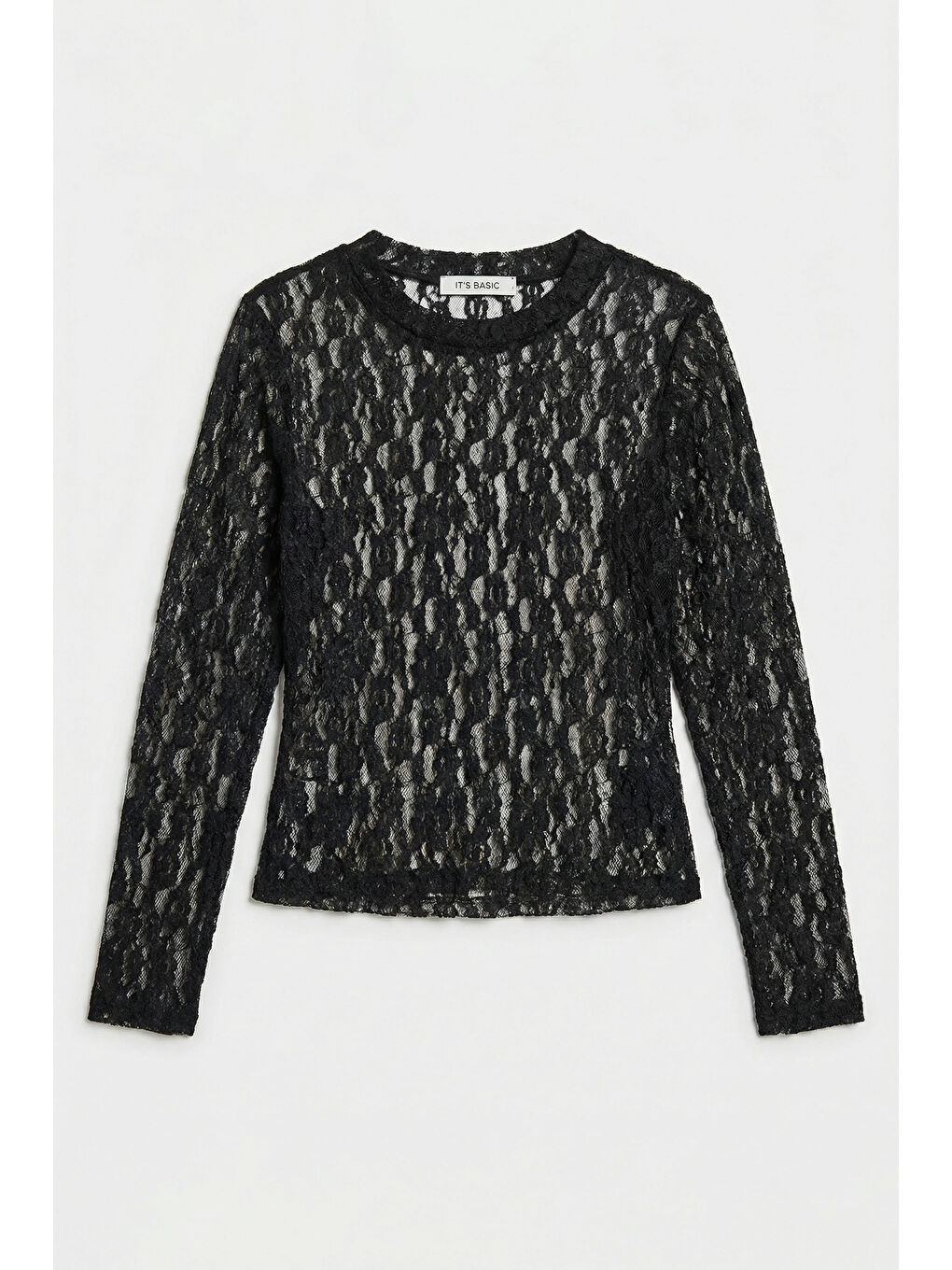 Kadın Siyah Transparan Crop Bluz-1