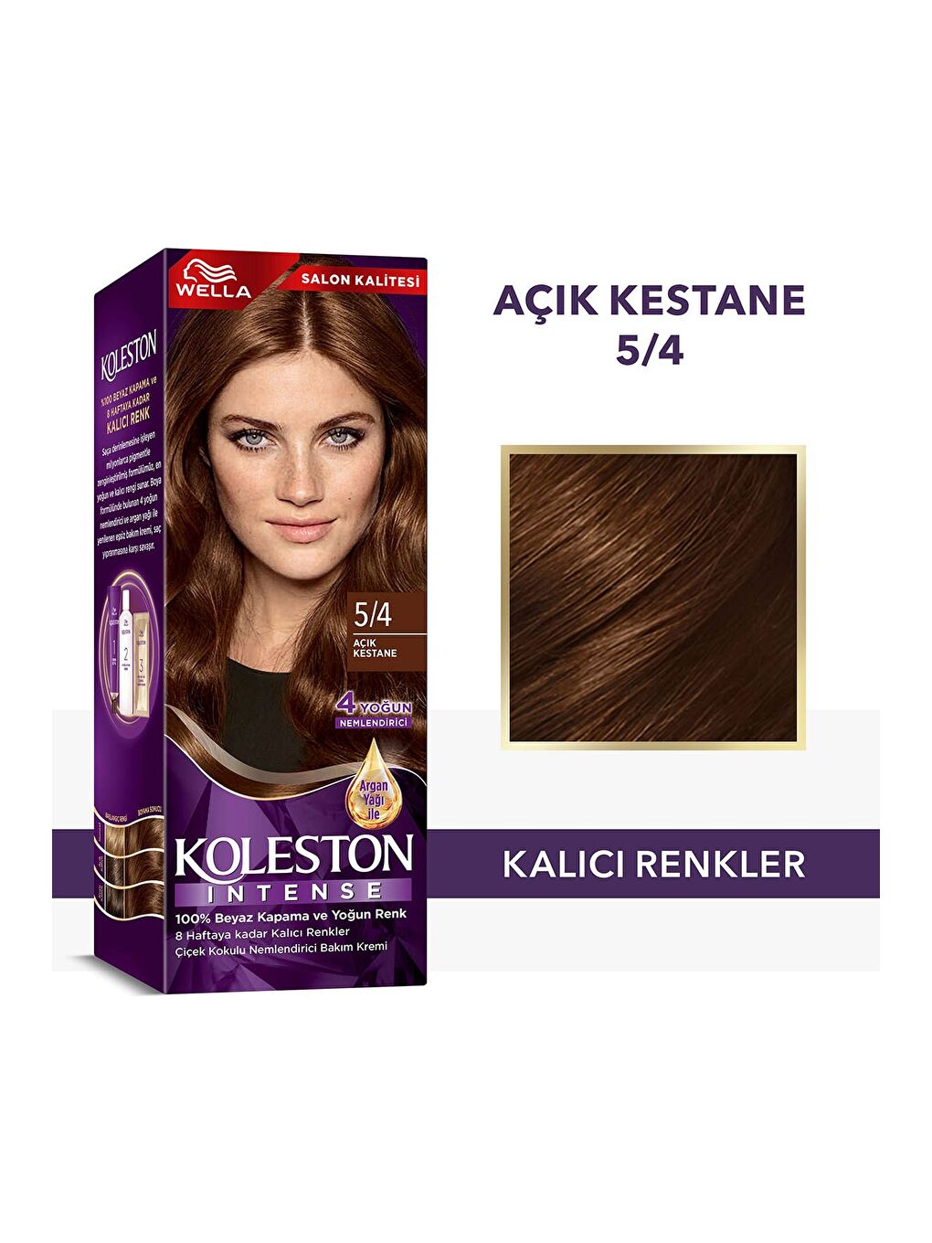 Wella Renksiz Koleston Intense Saç Boyası 5/4 Açık Kestane - Salon Kalitesi