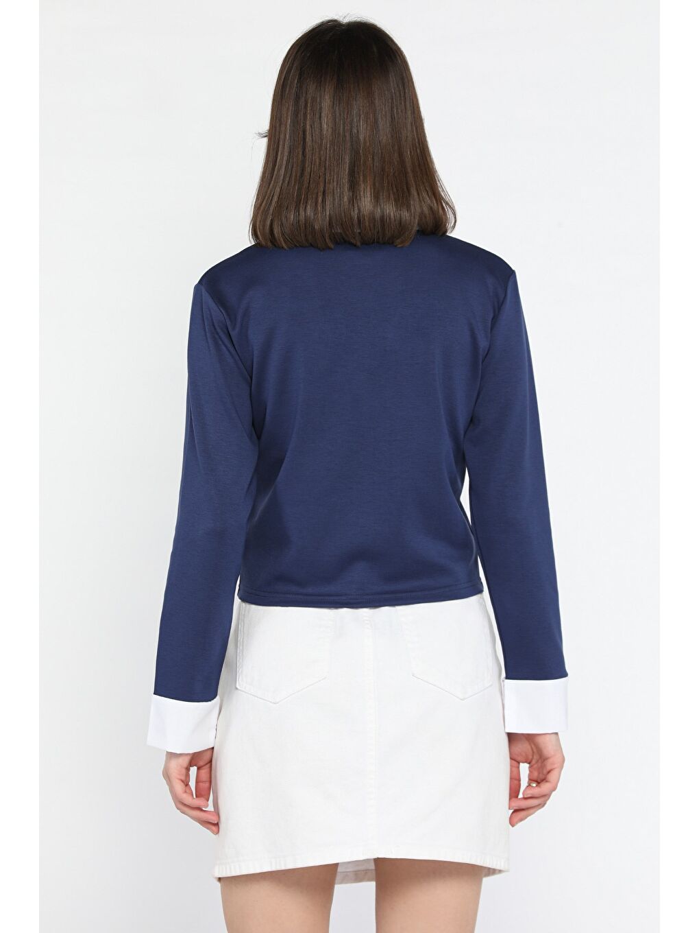 Lacivert Kadın Gömlek Yaka Bluz-3