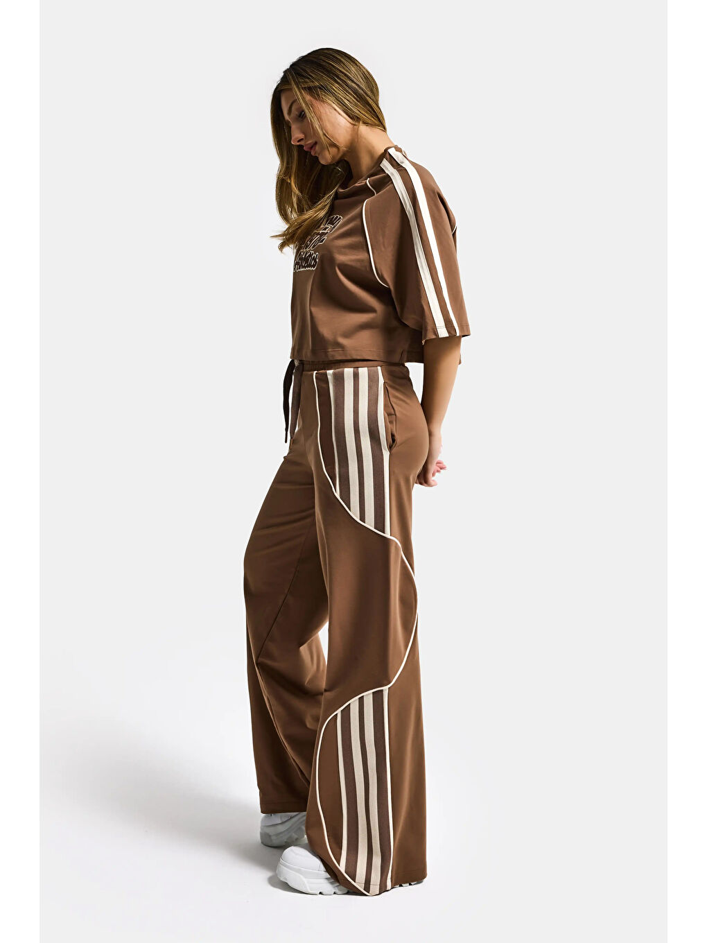 Kahverengi Kadın Kahve s6-16 Alt Üst 2'li Tasarım Takım