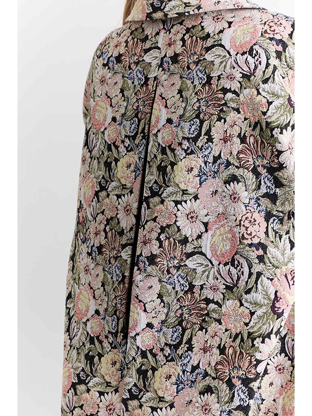 Pembe Jakarlı Desenli Tasarım Ceket Pudra-2