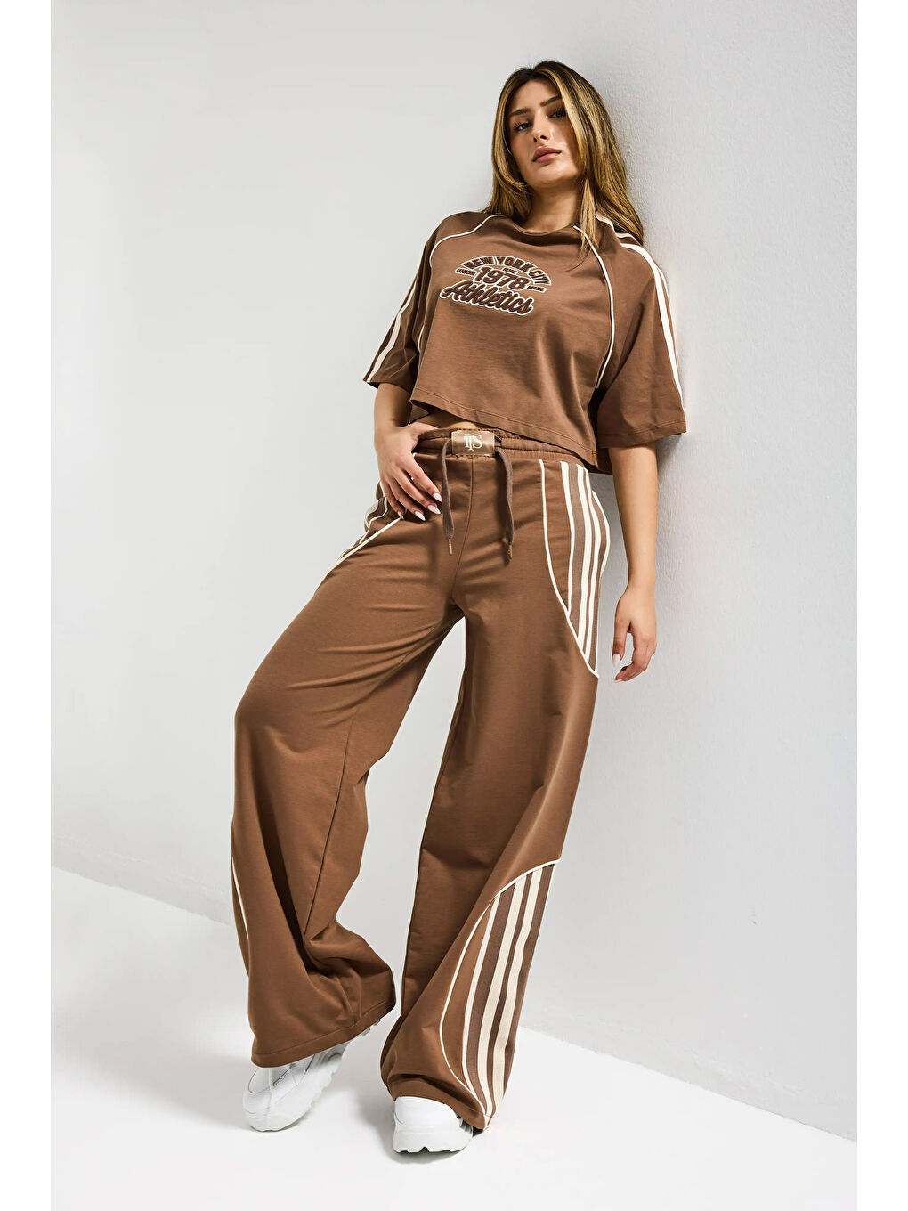 Kahverengi Kadın Kahve s6-16 Alt Üst 2'li Tasarım Takım-1