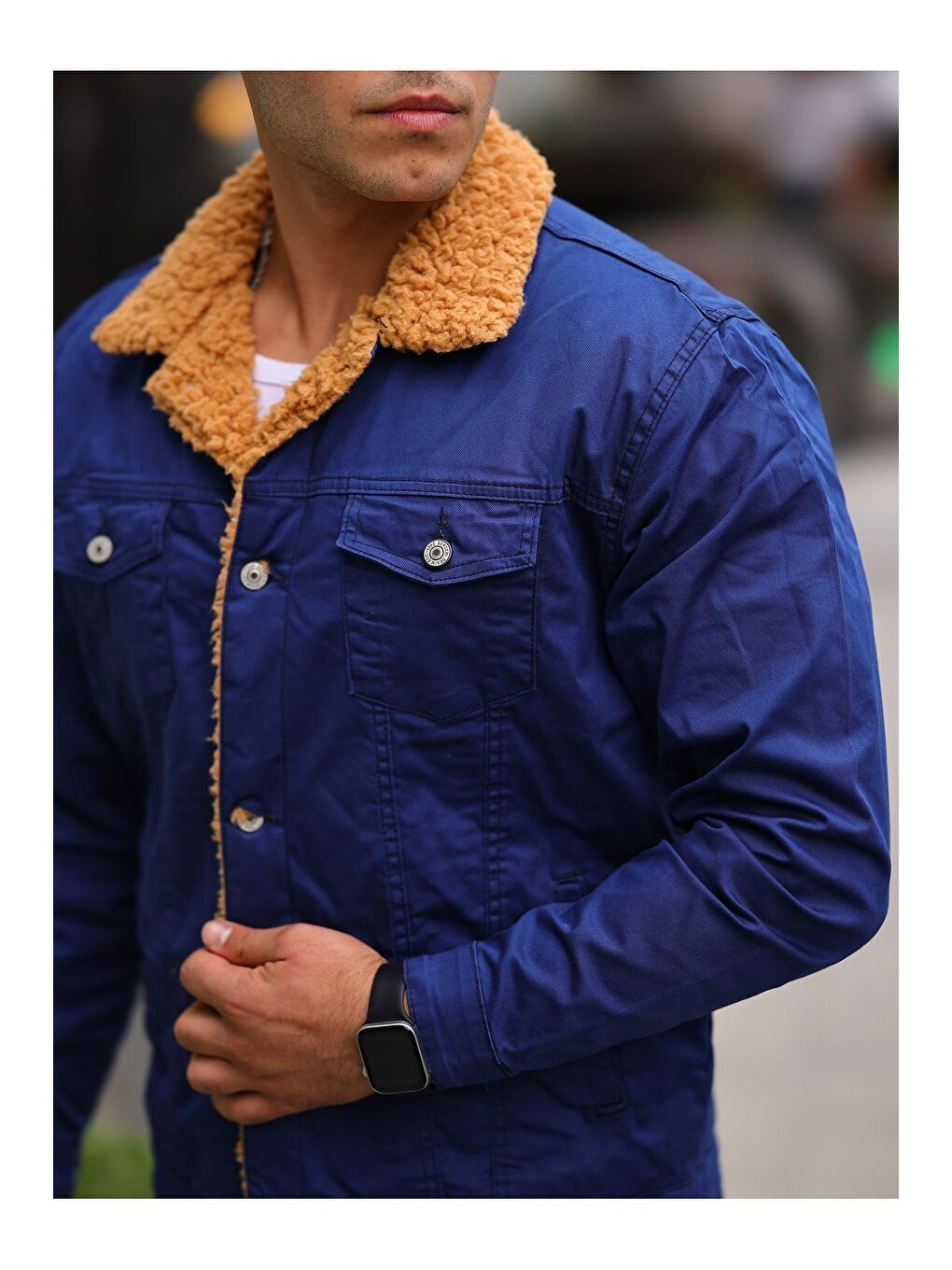 Turuncu ERKEK İÇİ KÜRKLÜ Jean CEKET-1